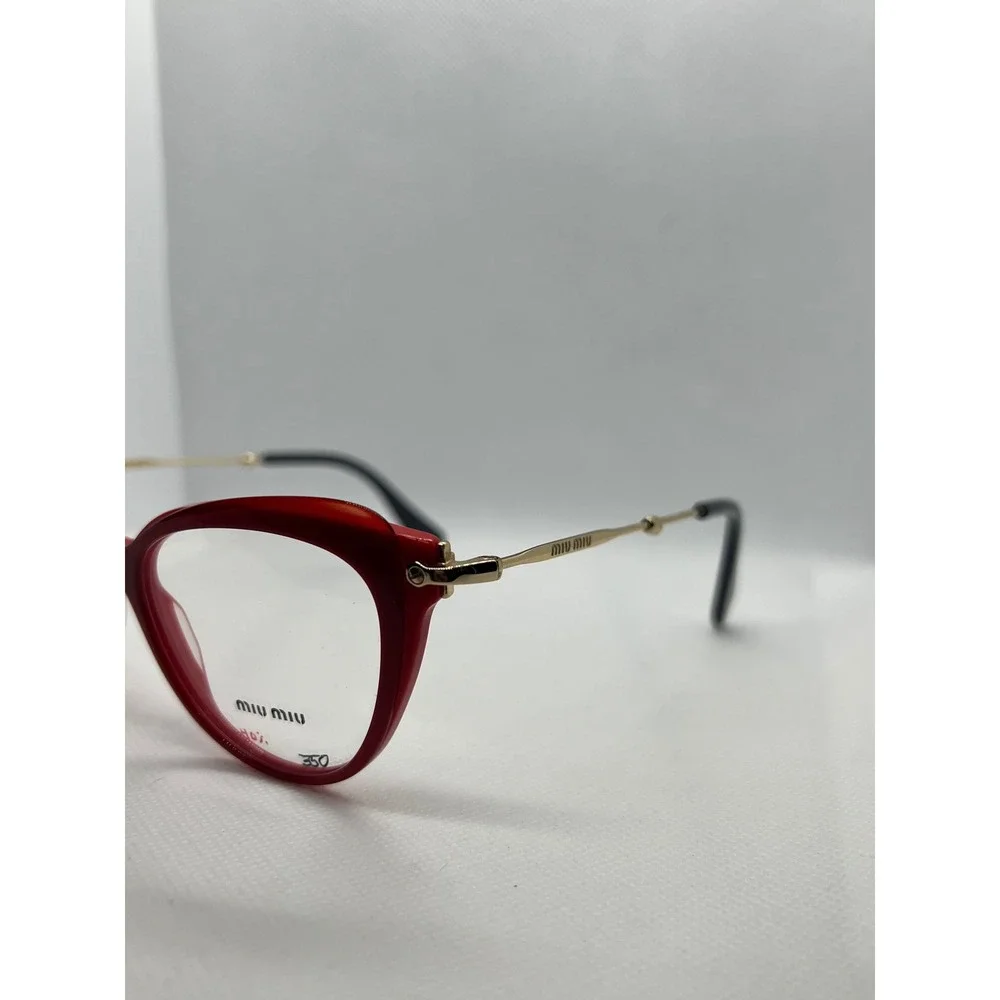Miu Miu VMU 01Q Cat Eye Eyeglasses Red‎ Gold Frames Designer Glasses Italy